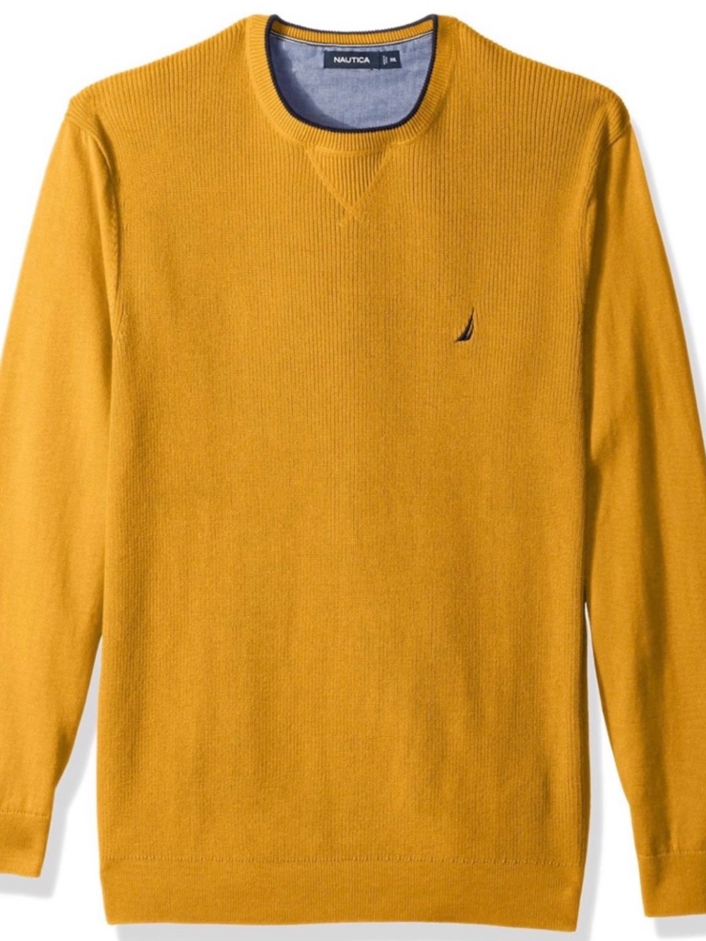 Nautica Men's Long Sleeve Golden Mustard Crewneck Sweater Size Large EUC